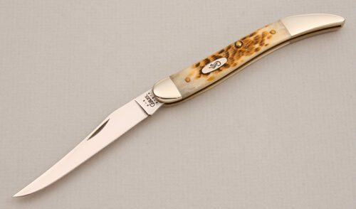 Case Cutlery Case Medium Toothpick with Amber Jigged Bone handle material - Obverse Side - Item #KLC14084