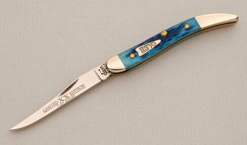 Case Cutlery Case Toothpick Limited with Blue Lagoon Jigged Bone handle material - Obverse Side - Item #KLC14086