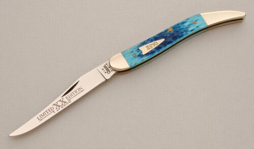 Case Cutlery Case Medium Toothpick Limited with Carribean Blue Jigged Bone handle material - Obverse Side - Item #KLC14087