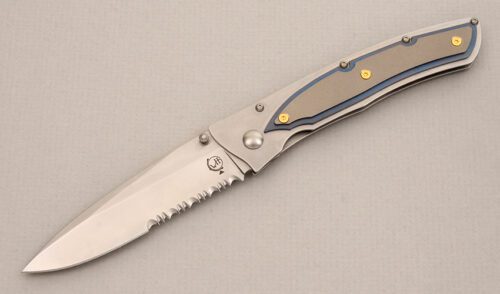 William Henry Knives William Henry S09S-TT with Stacked Anodized Titanium handle material - Obverse Side - Item #KLC14090