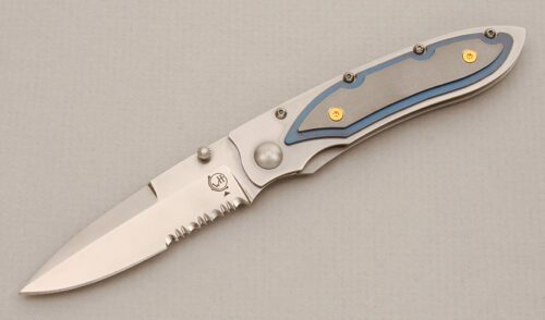 William Henry Knives William Henry S05S-TT with Stacked Anodized Titanium handle material - Obverse Side - Item #KLC14093