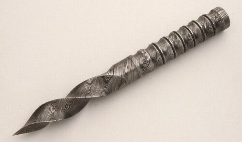 Unknown Maker Damascus Tri-Edge Spike with N/A handle material - Obverse Side - Item #KLC14100