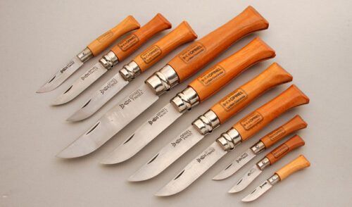 Opinel Knives 10 Knife Set with Beechwood Handles handle material - Obverse Side - Item #KLC14110