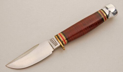 Marble's Knives Trailcraft with Stacked Leather Handle handle material - Obverse Side - Item #KLC14120