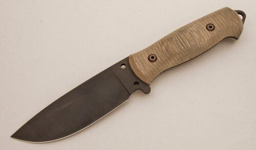 A.G. Russell Sandbox Hunter with Machined Green Rucarta handle material - Obverse Side - Item #KLC14123
