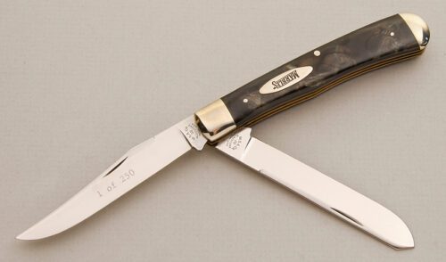 Marble's Knives Large Trapper with Black Pearl handle material - Obverse Side - Item #KLC14127