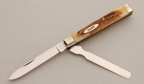 Marble's Knives Doctor's Knife with Stag Scales handle material - Obverse Side - Item #KLC14130