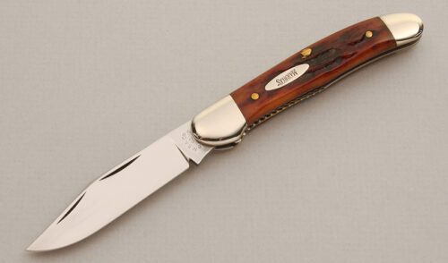 Marble's Knives Linerlock with Red Dyed Stag handle material - Obverse Side - Item #KLC14136