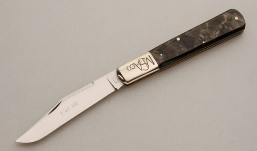 Marble's Knives MSA Large Barlow with Acrylic Black Pearl handle material - Obverse Side - Item #KLC14138