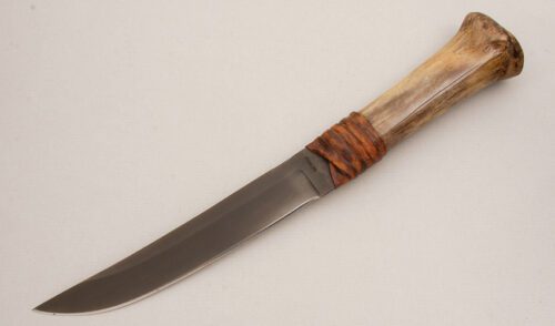 Ricky Fowler Raised Point Skinner with Giraffe Leg Bone handle material - Obverse Side - Item #KLC14139