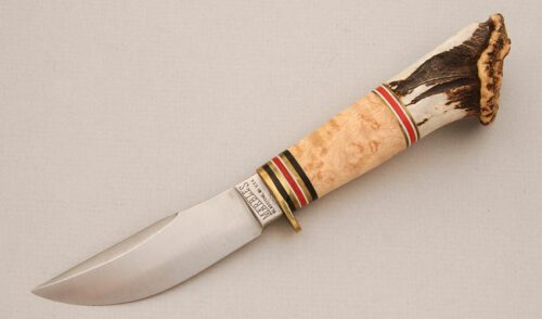 Marble's Knives Fieldcraft with Maple Burl Wood handle material - Obverse Side - Item #KLC14143