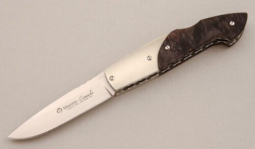 Maserin Consoli Lockback with Box Elder Burl handle material - Obverse Side - Item #KLC14165