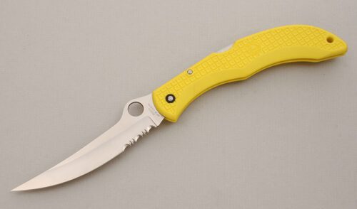 Spyderco Knives C17PSYL Clipit Catcherman with Yellow Textured FRN Handle handle material - Obverse Side - Item #KLC14177