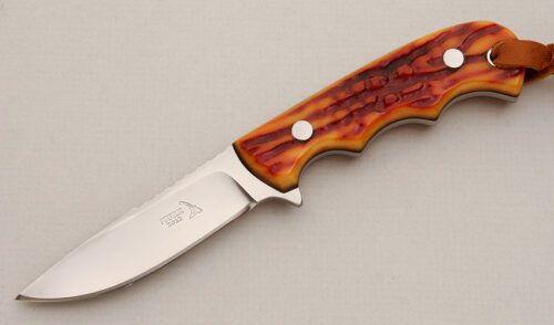 Keith Murr Hunter with Amber Jigged Bone handle material - Obverse Side - Item #KLC14184
