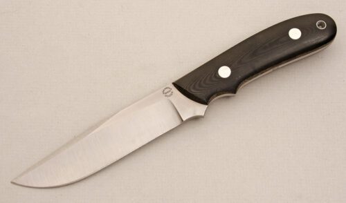 Dozier Knives Professional Guides Knife with Black Linen Micarta Scales handle material - Obverse Side - Item #KLC14200