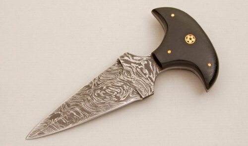 Unknown Maker Push Dagger with Black Canvas Micarta Scales handle material - Obverse Side - Item #KLC14209