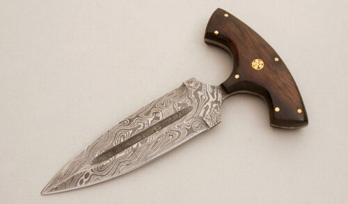 Unknown Maker Large Push Dagger with Rosewood Handle Scales handle material - Obverse Side - Item #KLC14210