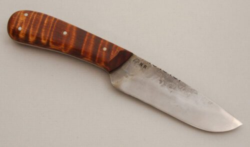 North River Custom Knives Vintage Style EDC Knife with Curly Maple Handle Scales handle material - Obverse Side - Item #KLC14213
