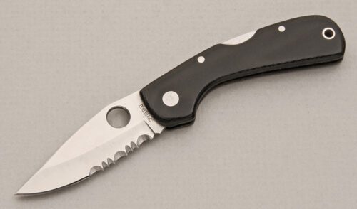 Spyderco Knives C20 Baby Goddard with Black Linen Micarta Scales handle material - Obverse Side - Item #KLC14214