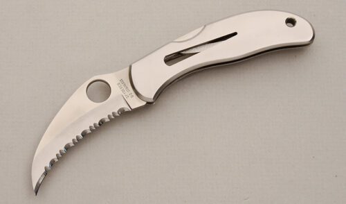 Spyderco Knives Harpy with Stainless Steel Frame handle material - Obverse Side - Item #KLC14224
