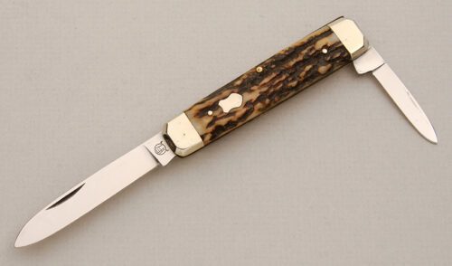 Unknown Maker Coffin Folder with Stag Handle Scales handle material - Obverse Side - Item #KLC14227