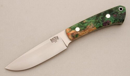 Bark River Knife & Tool Highland Special with Dyed & Natural Elder Burl handle material - Obverse Side - Item #KLC14235