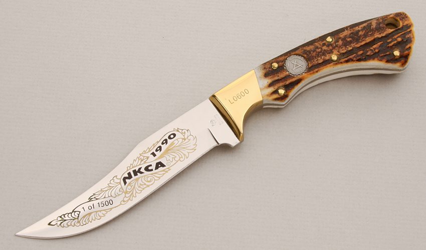 Hen & Rooster NKCA 1990 Club Knife with Stag Handle Scales handle material - Obverse Side - Item #KLC14247