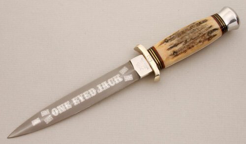 Bulldog Brand Knives One Eyed Jack Dagger with Sambar Stag Handle handle material - Obverse Side - Item #KLC14249