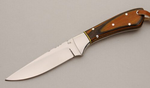 Unknown Maker Hunter with Wood Micarta Handle Scales handle material - Obverse Side - Item #KLC14254