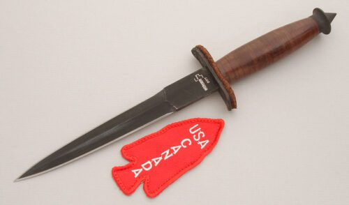 Boker Knives V-42 Devil's Brigade Fighter with Stacked Leather Handle handle material - Obverse Side - Item #KLC14287