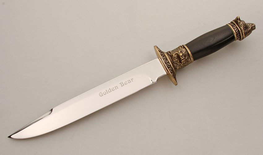 Kershaw Knives Golden Bear Fighter with Black Linen Micarta handle material - Obverse Side - Item #KLC14289