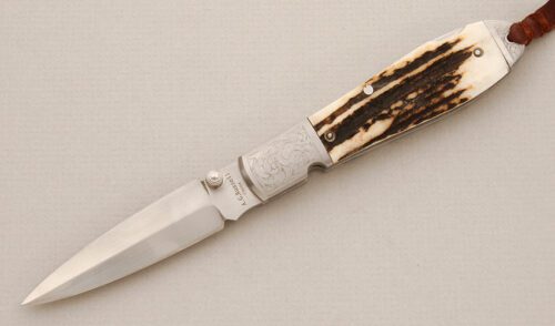 A.G. Russell Office Knife with Stag Handle Scales handle material - Obverse Side - Item #KLC14313