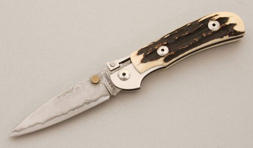 A.G. Russell K87C One Hand Knife with Stag Handle Scales handle material - Obverse Side - Item #KLC14317