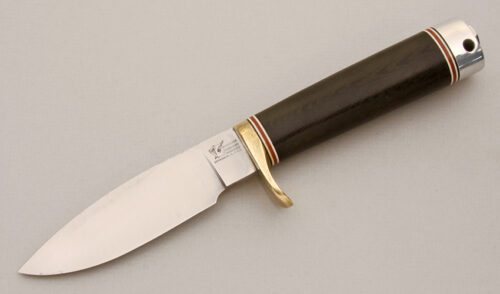 BlackJack Knives Classic Blades Woodsman with Black Micarta handle material - Obverse Side - Item #KLC14326