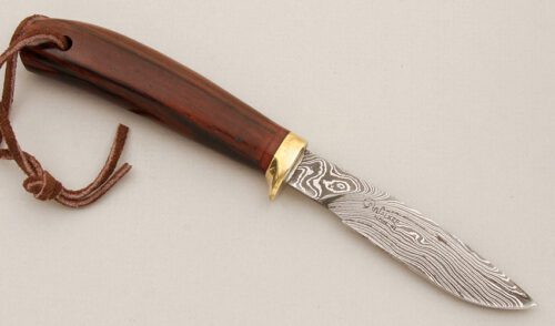 George Walker Damascus Hunter with Cocobolo Handle handle material - Obverse Side - Item #KLC14331
