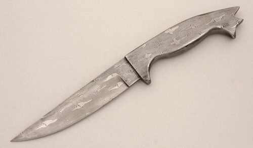 H.M. Tubbs Hunter with Damascus Steel handle material - Obverse Side - Item #KLC14345