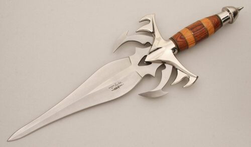 United Cutlery Gil Hibben UC985 Hornet Dagger with Stacked Wood Handle handle material - Obverse Side - Item #KLC14347