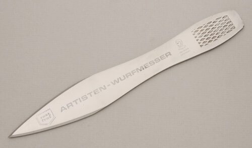 Anton Winger Jr. Co. Throwing Knife with Stainless Steel handle material - Obverse Side - Item #KLC14359