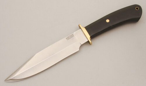 Bark River Knife & Tool Limited Edition Hunting Bowie with Black Linen Micarta Handle handle material - Obverse Side - Item #KLC14363