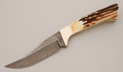 Bear MGC Cutlery Damascus Hunter with Stag Handle Scales handle material - Obverse Side - Item #KLC14367