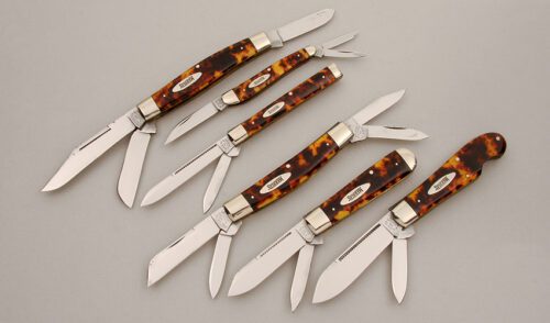 Marble's Knives 6 Piece Set- Faux Tortoise with Faux Tortoise Scales handle material - Obverse Side - Item #KLC14372