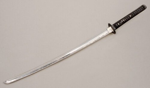 CAS Iberia Tsuru Iaito with Black Ray Skin W/ Cotton Wrap handle material - Obverse Side - Item #KLC14381