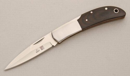 Al Mar Knives 1002 Hawk-T with Camo Micarta Handle Scales handle material - Obverse Side - Item #KLC14397
