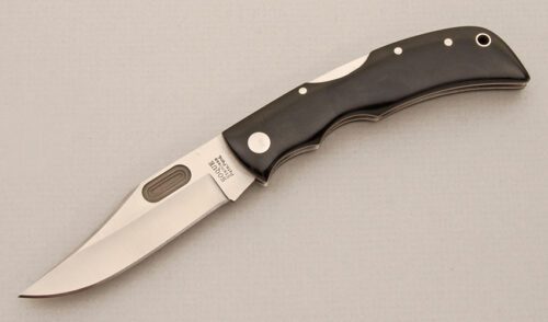 Soque River Cutlery Lockback Folder with Black Micarta Scales handle material - Obverse Side - Item #KLC14399