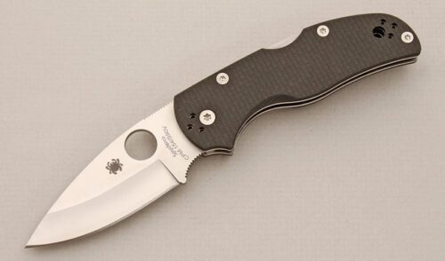 Spyderco Knives Native 5 with Black Machined G10 Scales handle material - Obverse Side - Item #KLC14404