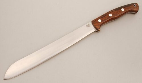 Bark River Knife & Tool Golok Seax Point with Desert Ironwood Scales handle material - Obverse Side - Item #KLC14412