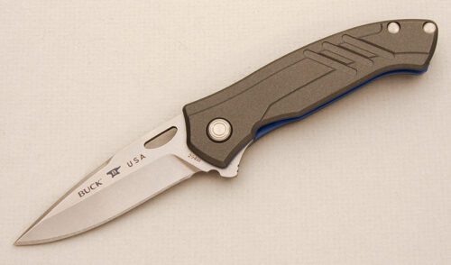 Buck Knives Momemntum with Cerakote Coated Aluminum Frame handle material - Obverse Side - Item #KLC14427