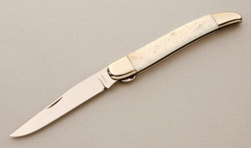 A.G. Russell Arkansas Toothpick Folder with Smooth White Bone Scales handle material - Obverse Side - Item #KLC14437