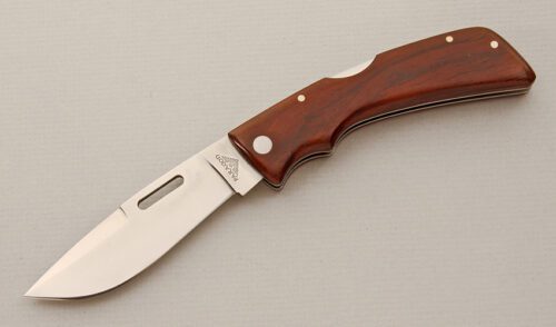 Paragon Knives Blackie Collins Large Hunter with Cocobolo Handle Scales handle material - Obverse Side - Item #KLC14438