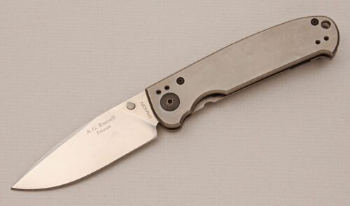 A.G. Russell Acies Titanium Frame Lock with Titanium Frame handle material - Obverse Side - Item #KLC14458
